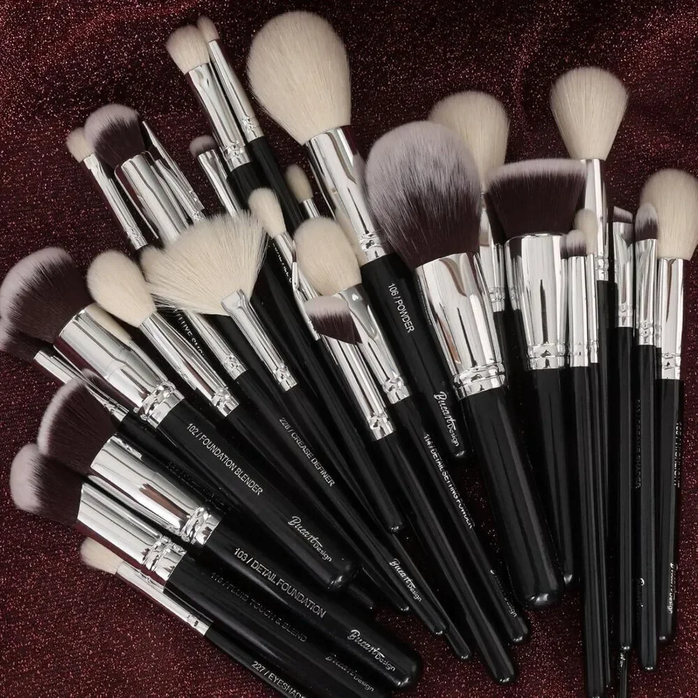 Bueart Design 32Pieces Black Luxury Goat Hair Horse Hair Makeup Brushes